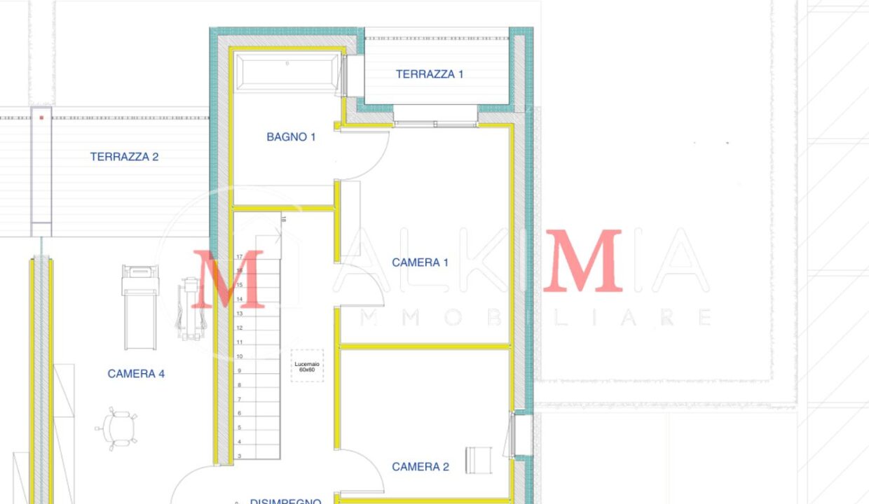 Pianta villa Passons 1 piano primo