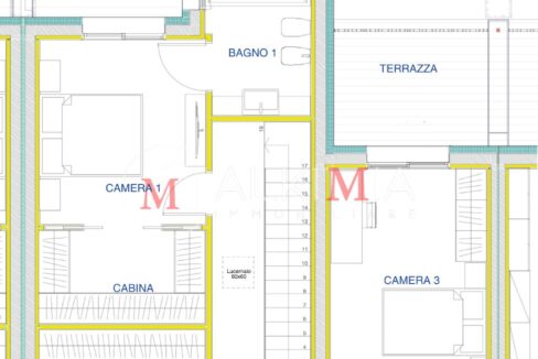 Pianta villa Passons 2 piano primo