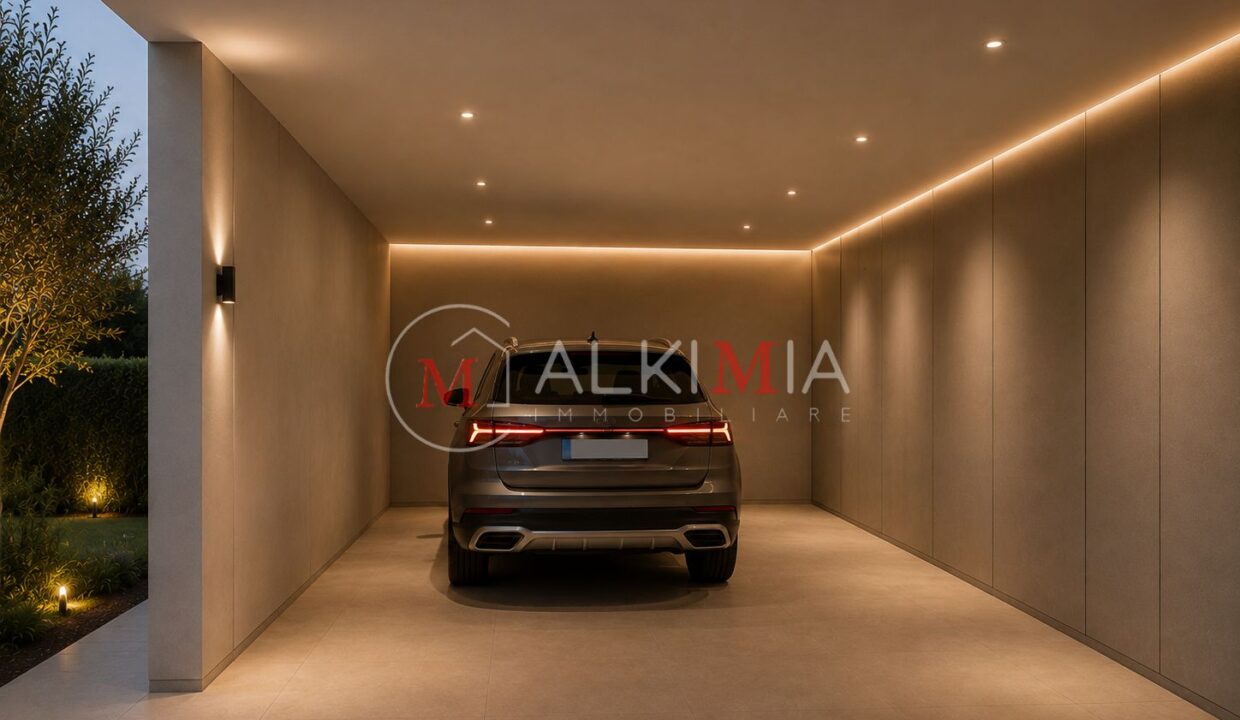 Villa bifamiliare Pavia di Udine render posto auto