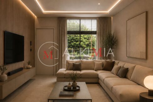 Villa bifamiliare Pavia di Udine render soggiorno