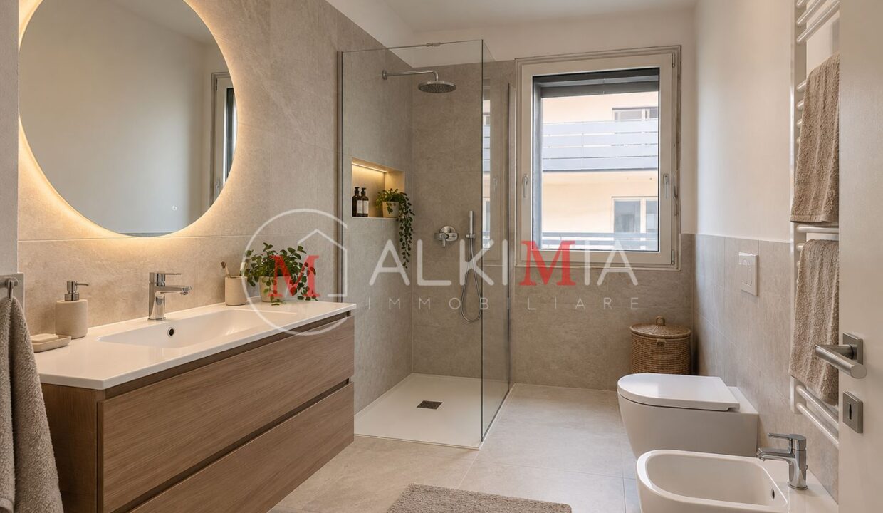 Udine nord bicamere con giardino render bagno