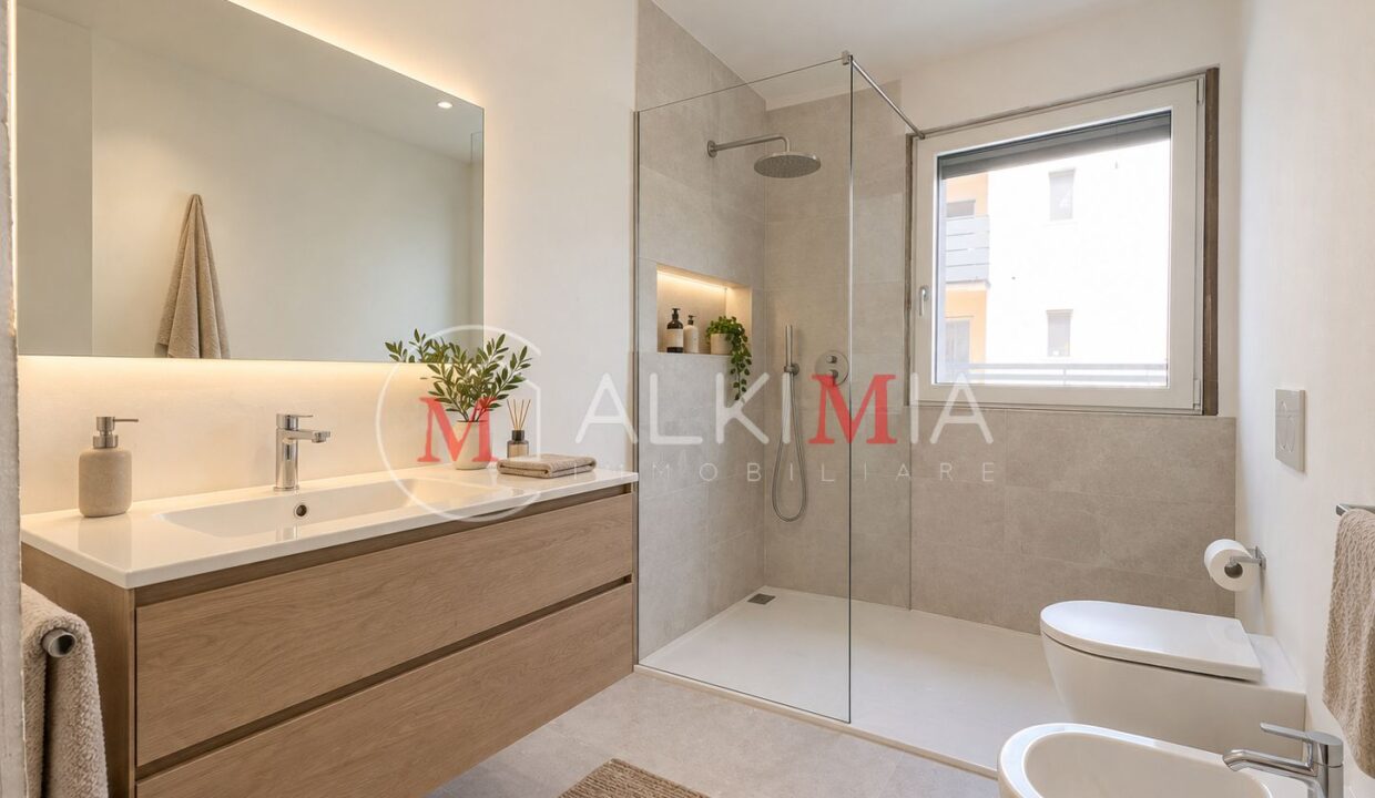 Udine nord bicamere con giardino render bagno 2