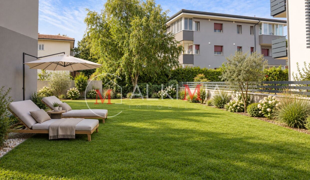 Udine nord bicamere con giardino render giardino esterno