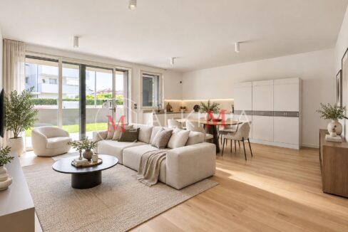 Udine nord bicamere con giardino render zona giorno