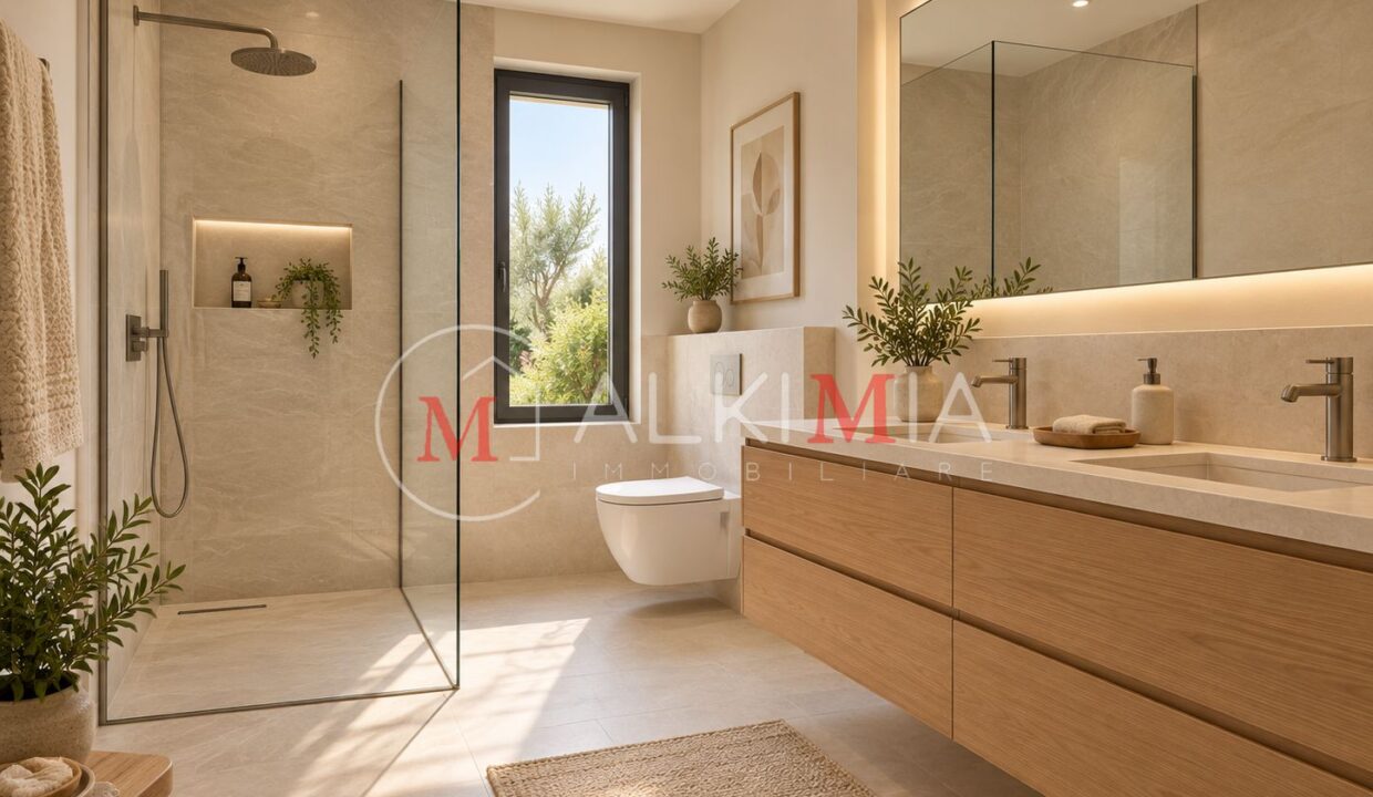 Udine tricamere piano terra con giardino render bagno 2