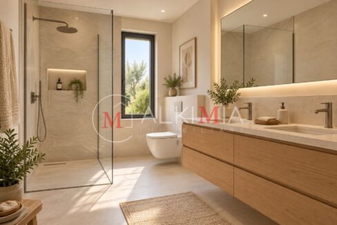 Udine tricamere piano terra con giardino render bagno 2