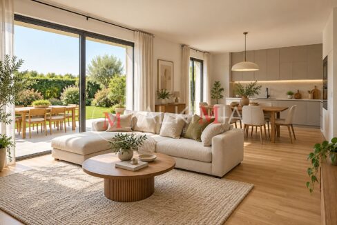 Udine tricamere piano terra con giardino render soggiorno